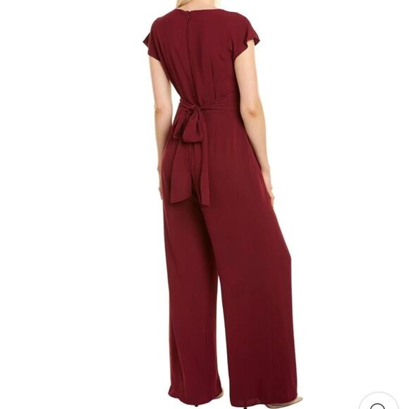 Gal Meets Glam Delaney Crossover Wrap Jumpsuit Red Wine Size 8 NEW - Picture 3 of 10